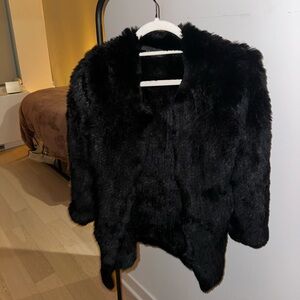 H Brand Black Rabbit Fur Coat